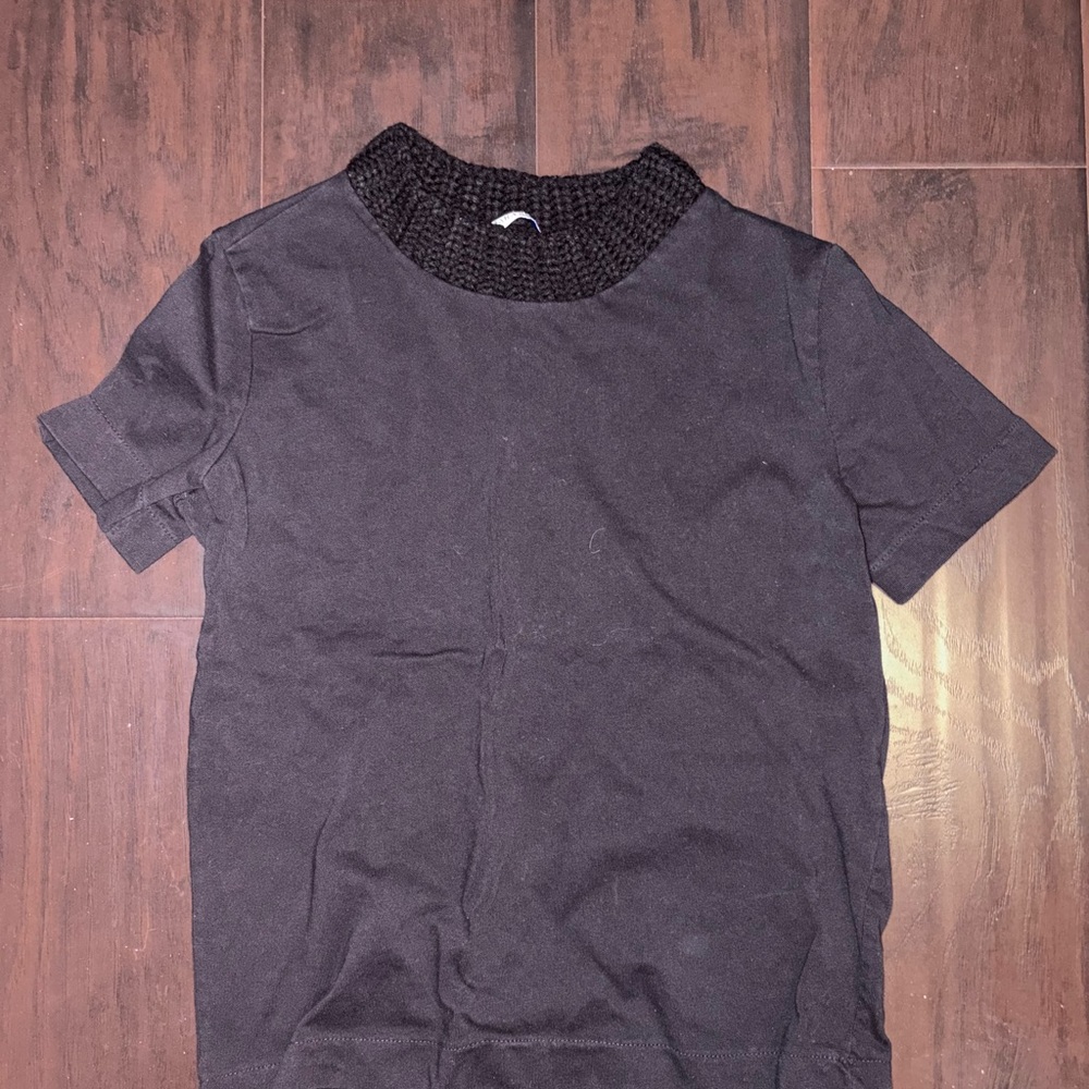 Zara Black Knit Collar Top